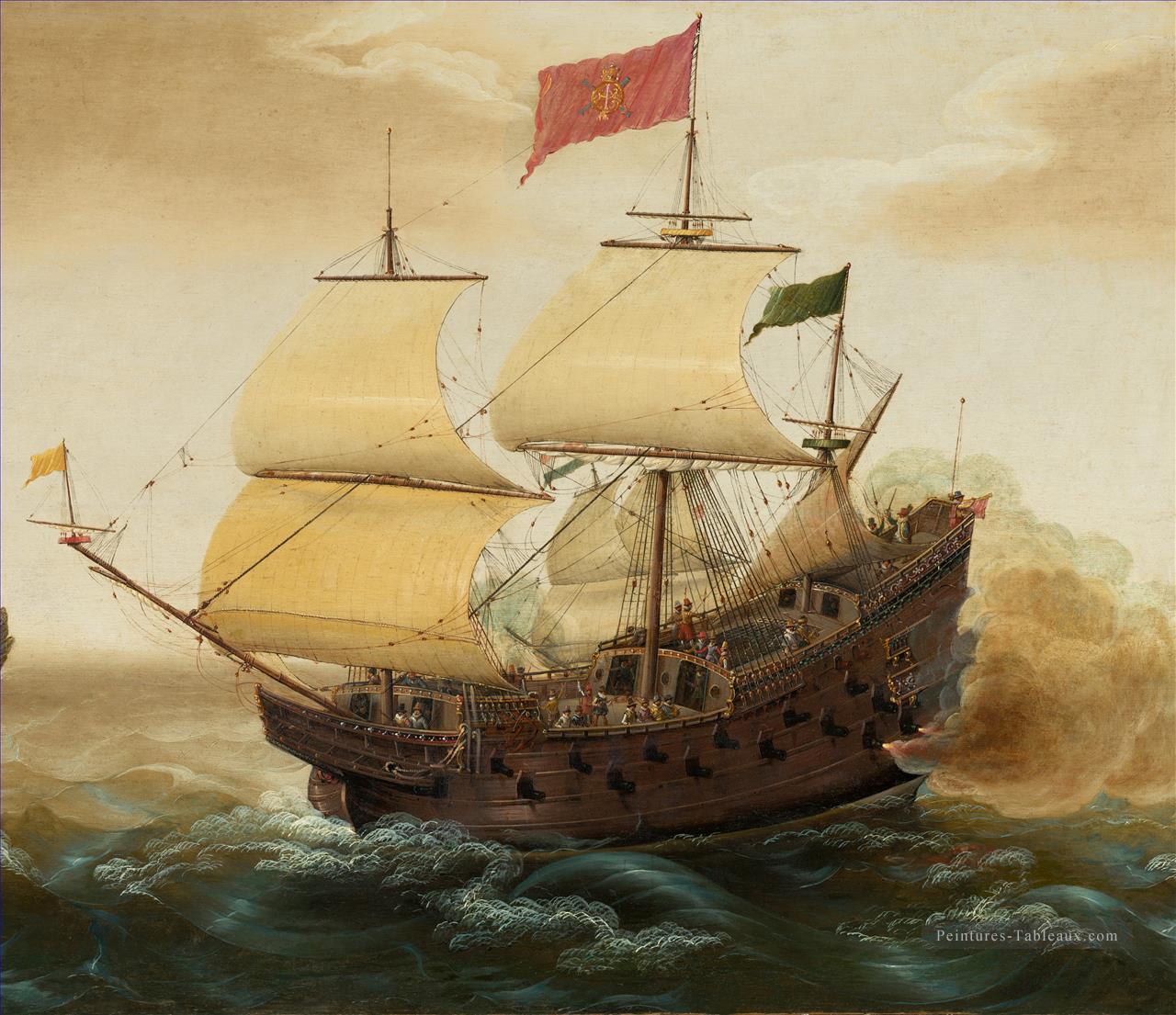 Galion espagnol tirant son canon Batailles navale Peintures à l'huile